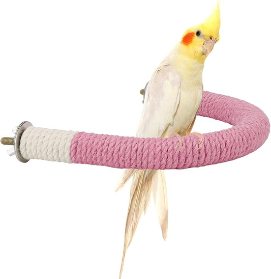 Hypeety Bird Perches Parrot U Shape Natural Wood Hemp Rope Stand Perch Bird Stick Paw Grinding Perch Birdcage Accessories Perch Standing Toy for Budgies Parakeet Cockatiel Conures