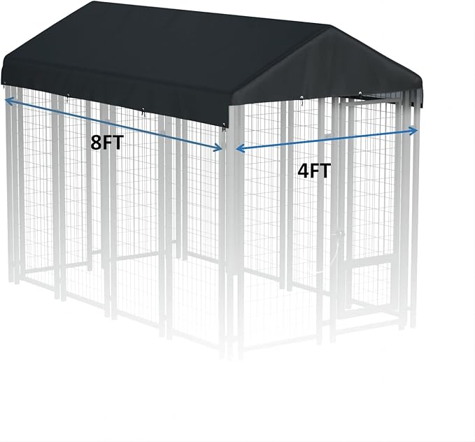 8' x 4' Replaceable Dog Kennel Cover 420D Heavy Duty Waterproof Dog Kennel Canopy Cover - Black (Includes cover only)