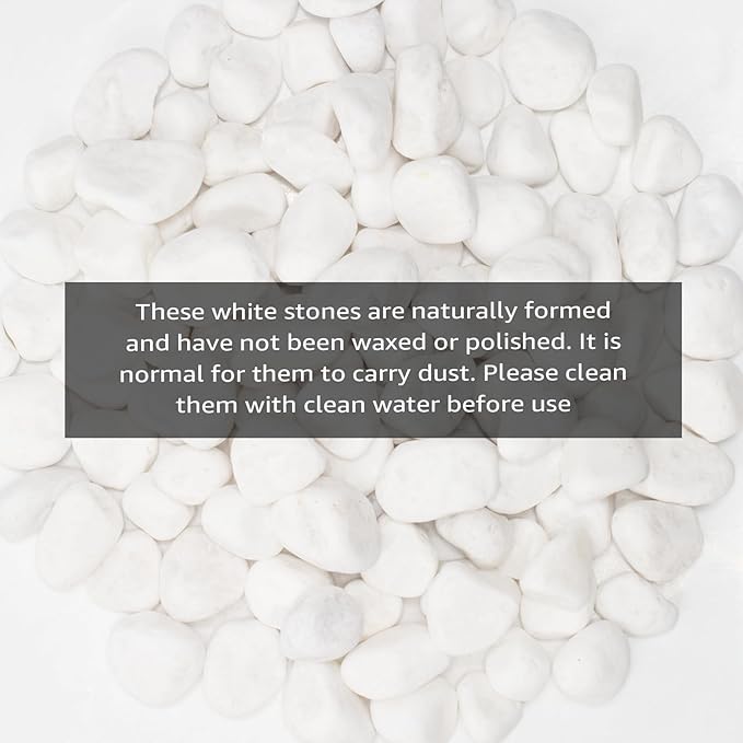 White Natural River Rocks, 1-1.5 Inch Decorative Stones for Plants, Garden, and Landscaping – 20LB, Ideal for Fish Tanks, Vases, Crafting, Home Decor, and Outdoor Landscaping