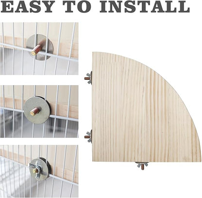 9.4 × 9.4 Inches Large Bird Perch Stand Platform, Natural Wooden Small Animals Cage Accessories, Rectangle Stand Perch Shelf for Parrot Parakeet Cockatiel Rat Hamster Guinea Pig Conure Chinchillas