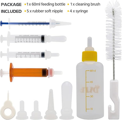 Puppy Kitten Bottle for Nursing, Newborn Baby Dog Cat Rabbit Feeding Bottles with Nipples Feeder Kit