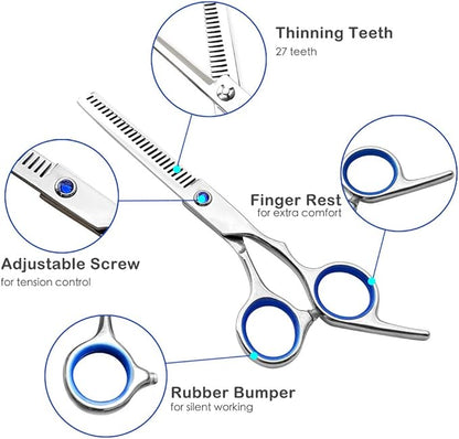 Dog Grooming Scissors Kit, 3 in 1 Cat Dog Grooming Clippers Set, Sharp Durable Stainless Steel Safety Dog Grooming Trimming Shears for Long & Short Haired Dogs Cats and Other Fur Pets