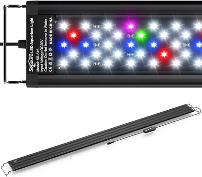 SEAOURA Led Aquarium Light for Plants-Full Spectrum Fish Tank Light with Timer Auto On/Off, 48-54 Inch, Adjustable Brightness, White Blue Red Green Pink LEDs with Extendable Brackets for Freshwater