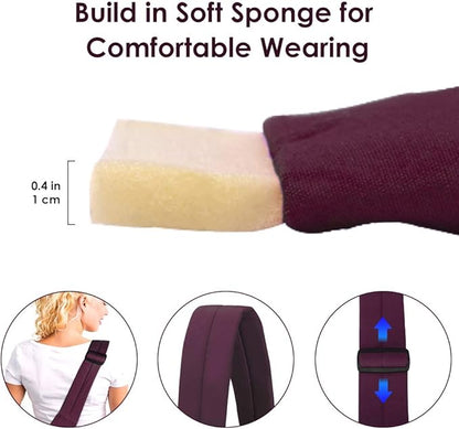 Dog Padded Papoose Sling, Small Pet Sling Carrier Hands Free Carry Adjustable Shoulder Strap Reversible Tote Bag with a Pocket Safety Belt Dog Cat Traveling Subway (5-12lbs, Burgundy)