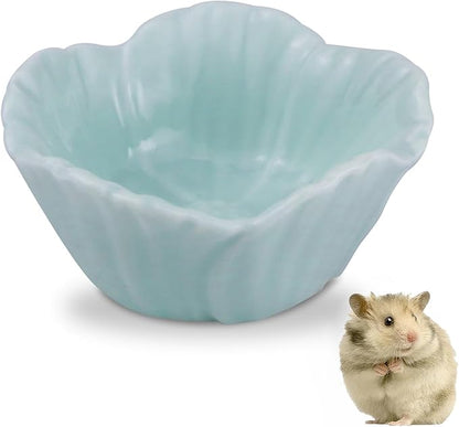 Small Ceramic Pet Hamster Bowl, Easy to Clean Anti Flipping Hamsters Food and Water Bowl, Small Animal Bowls for Dwarf Hamster, Parrots (Blue, s)
