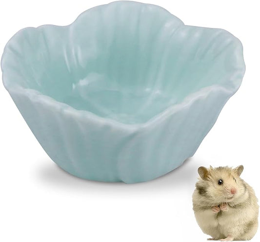 Small Ceramic Pet Hamster Bowl, Easy to Clean Anti Flipping Hamsters Food and Water Bowl, Small Animal Bowls for Dwarf Hamster, Parrots (Blue, s)
