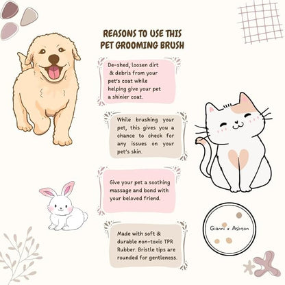 1 Dog Grooming Brush & 1 Dog Bath Shampoo Brush Set - Colors Chosen at Random