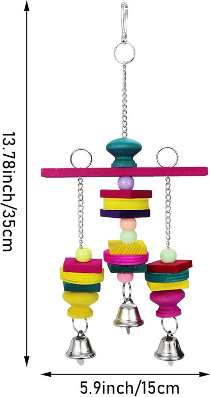Litewoo Bird Parrot Parakeet Toys, Colorful Bite Wood Swing Toy for Small Medium Parakeet Cockatiel Budgie Cockatoo Macaw Conure Parrot（C）