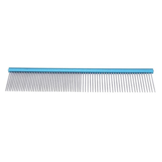 Greyhound Comb For Dogs, Two-In-One Stainless Steel Blue Straight Row Cat Comb Greyhound Comb Dog Comb with Rounded Ends for Long Short Haired Dog