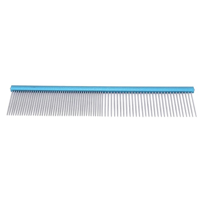 Greyhound Comb For Dogs, Metal Dog Comb Dog Combs with Rounded Ends Dog Comb Cat Comb For Removing and Knots Grooming Tool For Long Short Haired Dog (Blue 22cm/8.7in)