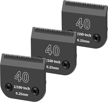 3 Pack 40# Detachable Dog Grooming Steel Blades,Compatible with Andis,Oster A5,Wahl KM-10 Series,Cut Length 1/100" 0.25MM ï¼_lackï¼