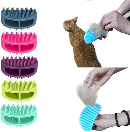 Dog Brush & Cat Brush, Soft Silicone Dog & Cat Grooming Brush, Pet Bath & Massage Brush for Cats and Dogs with Short or Long Hair, Cat Slicker Shedding Hair Brush Blue