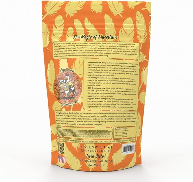 Mycelium Cockatiel Cuisine Bird Food | 5 lb Premium Seed Mix with Vegetables, Fruits, Sunflower Seeds, Oat Groats & Buckwheat for Energy, Digestion, and Feather Health | Organic & Non-GMO