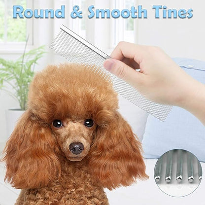 IHUIXINHE Dog Brush and Cat Brush, Pet Self Cleaning Slicker Brush & Stainless Steel Pet Comb, for Long and Short Haired Dog, Cat and Other Pets (2 Pack)