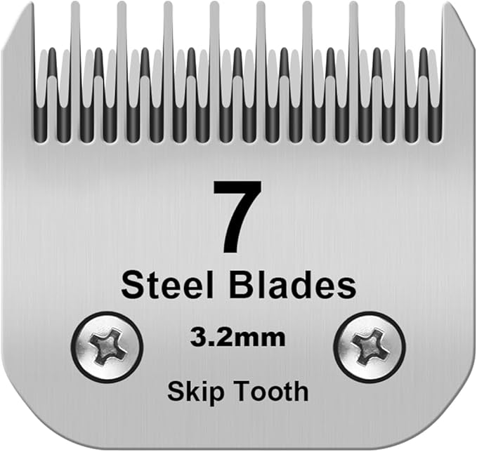 7 Skip Tooth Detachable Pet Dog Grooming Steel Blades,Compatible with Andis,Oster A5,Wahl KM10 Series Clippers,Cut Length 1/8-Inch (3.2mm) ï¼1 Pack