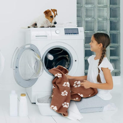 Comsmart Dog Blankets for Small Dogs, 6 Pack Puppy Blanket Cute Paw Print Pet Blanket for Dog, Puppy, Cat, Kitten, 39x35 inches, Brown