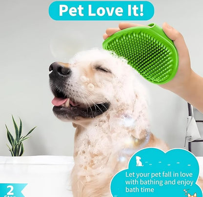 3-Pack Dog Bath Brush with Shampoo Dispenser  Silicone Dog Scrubber for Bathing & Grooming, No-Slip Handle, Deep Cleaning & Shedding Tool, Pet Massage Brush for Small & Large Dogs