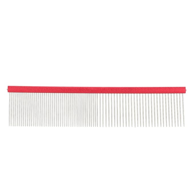 Greyhound Comb For Dogs, Metal Comb For Dogs Metal Dog Comb Cat Comb For Removing and Knots Dog Combs with Rounded Ends Grooming Tool For Long Short Haired Dog (Red
