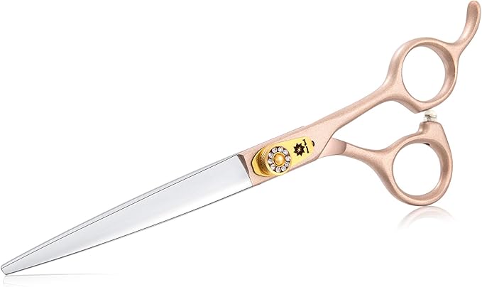7 Inch Professional Pet Grooming Scissor, 440C Japanese Steel Straight & Curved & Thinning & Chunker Shears/Scissors for Dog Cat and More Pets (7-inch-Grooming Scissors Set 02)
