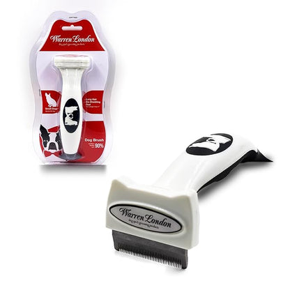 Deshedding Dog Brush by Warren London | Stainless Steel Deshedding Tool | Long Hair - Small