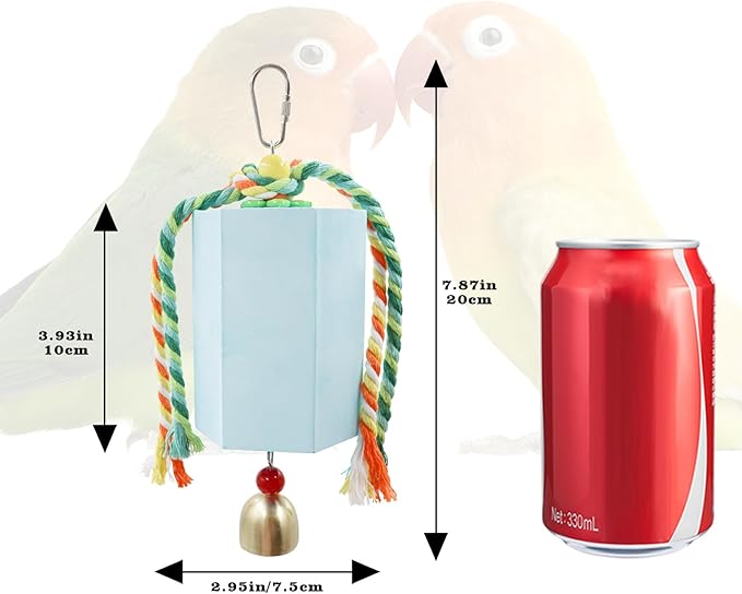 Bird Beak Grinding Stone, Parrot Chew Toys with Bells, Parakeet Toys, Cage Accessories for African Grey, Amazon Parrots, Budgies, Cockatiels, Lovebirds, Conures, Quakers, Small to Medium Birds