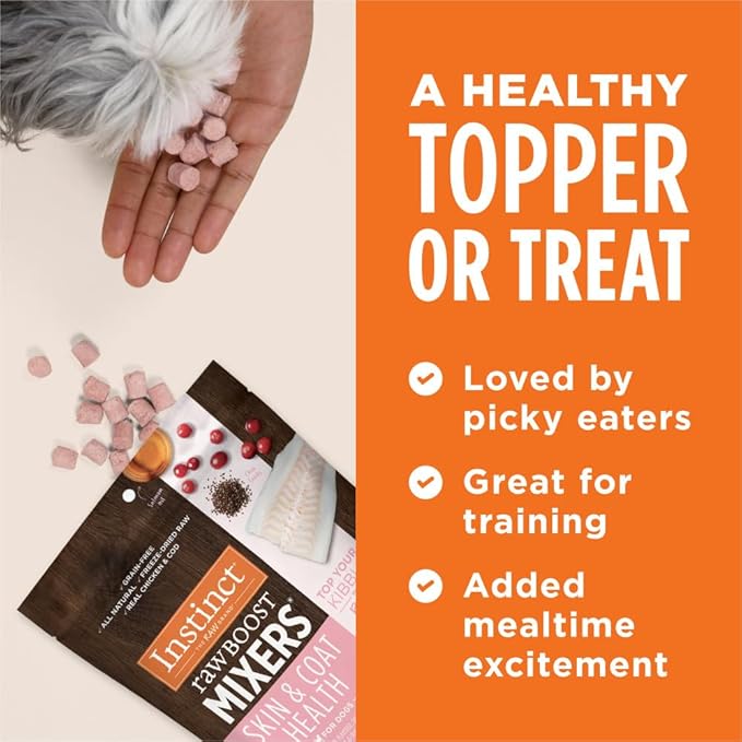 Instinct Raw Boost Mixers Freeze Dried Dog Food Toppers For Dry Food, Grain Free Dog Food Toppers with Chicken For Dogs - Skin and Coat Health, 12.5 oz