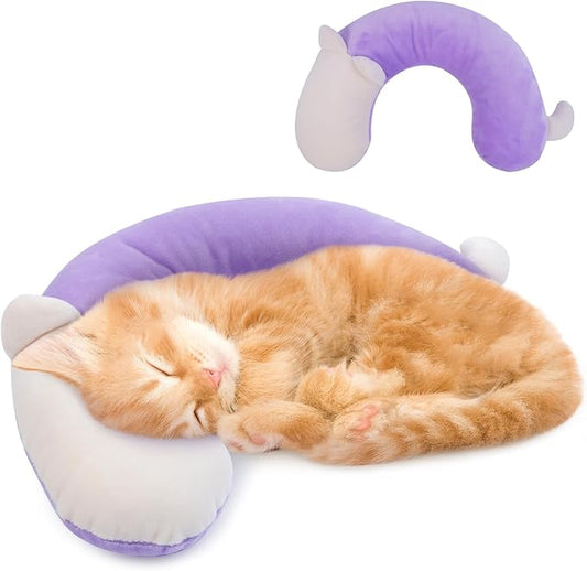Dog Pillow,Pet Cat Pillow,Dog Pillows for Small Dogs,Dog Neck Pillow,Soft Kitten Pillow,Machine Washable Dog U-Shaped Pillow,Joint Relief Sleeping Improve for Pets, Purple,M