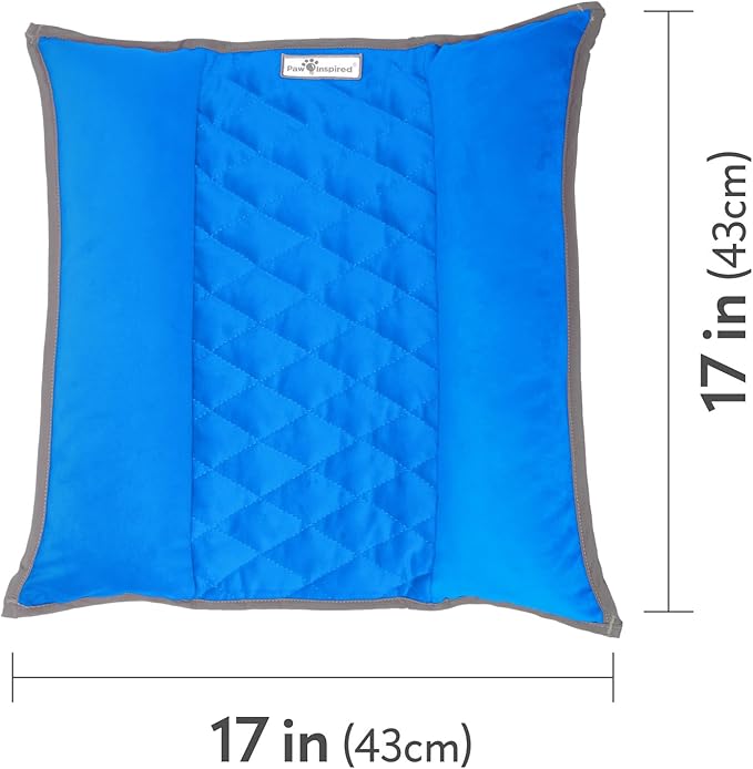 Paw Inspired Snuggle Bunny Bolster Bed for Rabbits, Cats, Dogs and Other Small Pets, Reversible Fleece Flop Bedding with Padded Sides (Gray/Blue)