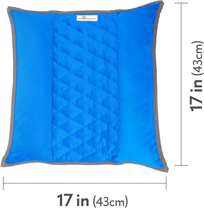 Paw Inspired Snuggle Bunny Bolster Bed for Rabbits, Cats, Dogs and Other Small Pets, Reversible Fleece Flop Bedding with Padded Sides (Gray/Blue)