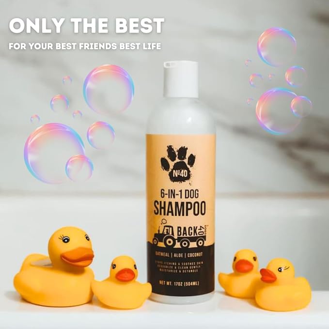 Natural Pet Shampoo - No. 40 Premium 6 in 1 Oatmeal Shampoo for Dogs - Moisturize, Deodorize & Soothe Sensitive Skin - Coconut, Aloe & Almond Oil Dog Wash & Pet Care