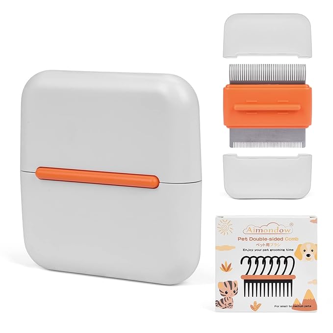 Cat Comb, Dog Massage Removal Brush for Deshedding Grooming Comb, Portable Cat Brush for Short Long Haired Cats Dogs Puppy Kitten Rabbit, Remove Matted Tangled Fur Loose Hair