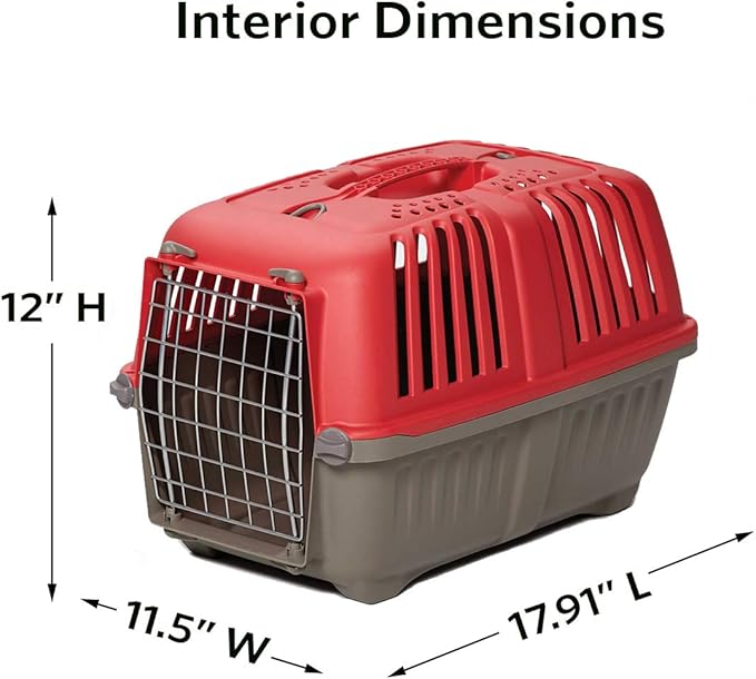MidWest Homes for Pets Pet Carrier: Hard-Sided Dog Carrier, Cat Carrier, Small Animal Carrier in Red| Inside Dims 17.91L x 11.5W x 12H & Suitable for Tiny Dog Breeds