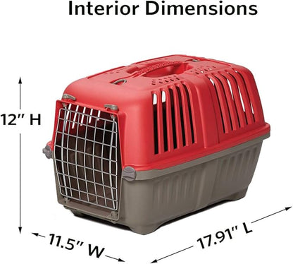 MidWest Homes for Pets Pet Carrier: Hard-Sided Dog Carrier, Cat Carrier, Small Animal Carrier in Red| Inside Dims 17.91L x 11.5W x 12H & Suitable for Tiny Dog Breeds