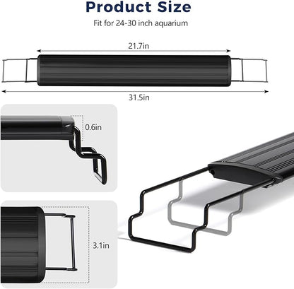 Tatub 16W LED Aquarium Light for 24"-30" Fish Tank, Full Spectrum Fish Tank Light with White Blue Red Green LEDs, 10 Levels of Brightness，Timer Auto On/Off