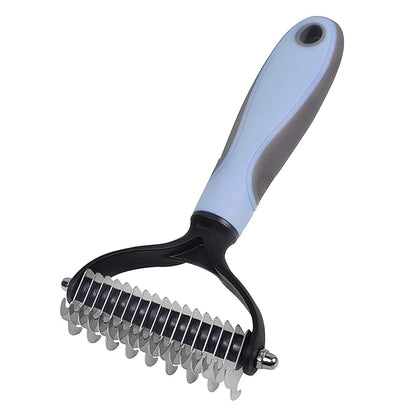 Pet Deshedding Tool - Double-Sided Undercoat Rake for Dogs and Cats - Safe and Effective for Removing Mats and Hairballs - Say Goodbye to Annoying Shedding and Flying Fur