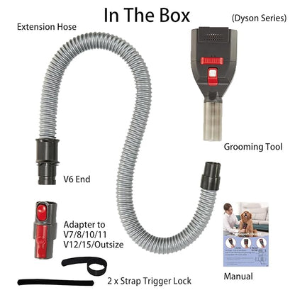 Dog Hair Vacuum Attachment for Dyson Cordless Upright Canister, Groom Tool Pet Shedding Brush for V6 V7 V8 V10 V11 V12 V15 DC40-DC65 UP13-UP30 Animal, Grooming Kit with Extension Hose Adapter