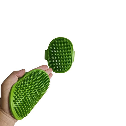 2Pcs Pet Brushes Dog Bath Brushes Cat Massage Bath Pet Cleaning Gloves with Adjustable Ring Handle,Green