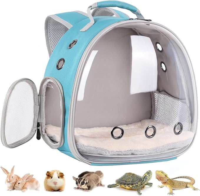 Portable Small Animal Backpack Travel Breathable Pet Carrier Bag Cages for Guinea Pig, Rabbit, Bearded Dragon, Squirrel, Tortoise, Bird, Lizard