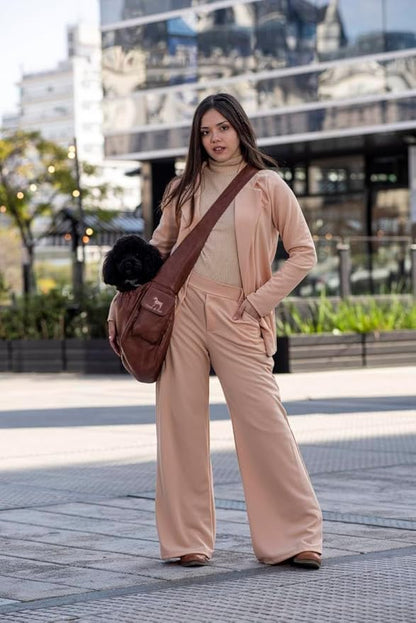 Noah & Paw Dog Sling Carrier for Small Dogs 5-18lb, Dog Sling for Small Dogs and Cats, Dog Carrier with Adjustable Padded Strap, Vegan Leather Lined with Fur, Double Safety Feature, Machine Washable