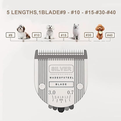 Adjustable Dog Grooming Clipper 5-in-1 Blade Compatible with WAHL Professional Animal Clipper Arco, Bravura, Chromado, Creativa, Figura, and Motion Pet, Dog, and Horse