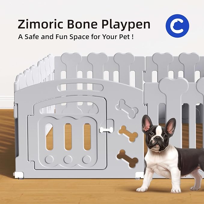 Dog Playpen, Puppy Playpen for Small Dogs, Indoor Dog Play Pen with Door & Lockable Gate, Foldable Portable Pet Fence, Easy to Assemble