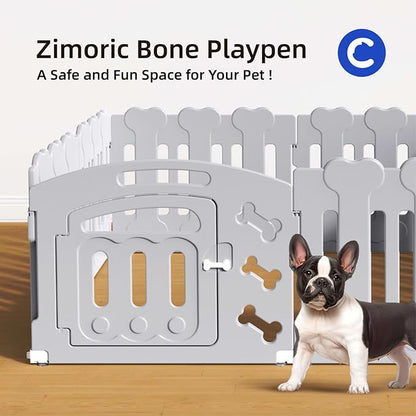 Dog Playpen, Puppy Playpen for Small Dogs, Indoor Dog Play Pen with Door & Lockable Gate, Foldable Portable Pet Fence, Easy to Assemble