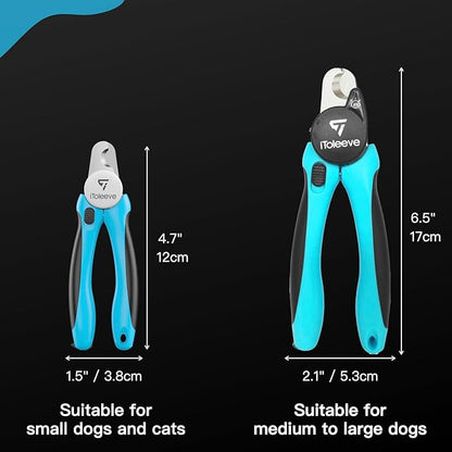 Professional Small Dog & Cat Nail Clippers with Nail File - Extra Sharp, Safe & Easy Trimming for Thick Nails - Safety Guard to Prevent Overcutting - Ideal for Small & Medium Breeds