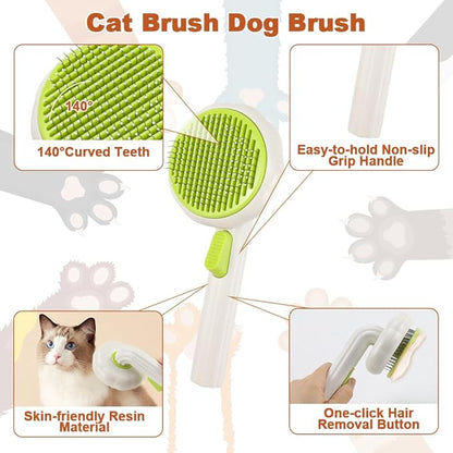2PCS Pet Knotting Comb with 1PC Cat Brush Dog Brush with Release Button for Shedding, Jaxbo Pet Grooming Comb Dog and Cat Shedding Tool for Removing Tangled and Loose Hair