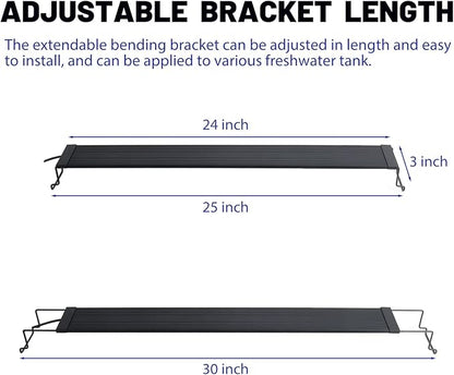 WaterRebirth Wireless Remote Full Spectrum Aquarium LED Light Strip - Ultra-Thin Design with Timer & RGB Modes for Fish Tank Plants (24-30”)