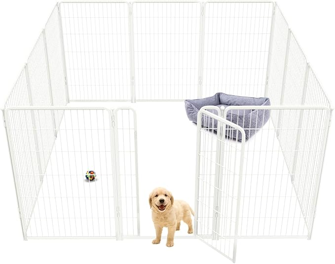 FXW Homeplus Dog Playpen for Indoor Use - Stress-Free and Safe Play, Heavy Duty 45 Inch 12 Panels Dog Pen for Large Dogs, White_atented