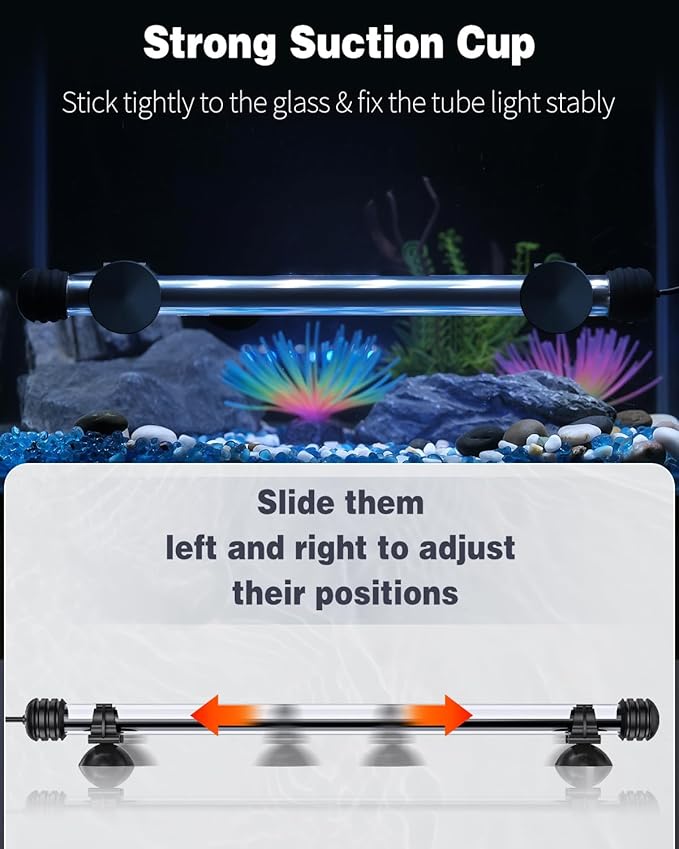 Pawfly 4.2 W Aquarium LED Light 15.2 Inch Underwater Fish Tank Light with Timer Auto On/Off Fish Tank Background Lights with 8 Lighting Modes Submersible Multi-Colored Tube Lights for Decoration