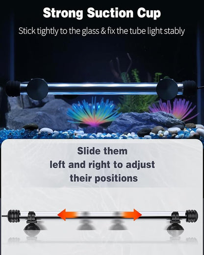 Pawfly 4.2 W Aquarium LED Light 15.2 Inch Underwater Fish Tank Light with Timer Auto On/Off Fish Tank Background Lights with 8 Lighting Modes Submersible Multi-Colored Tube Lights for Decoration