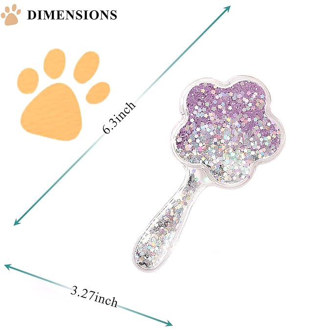 Soft Dog Brush for Small Dogs | Gentle Puppy Brush for Yorkies, Shih Tzus, Maltipoos & Maltese | Pet Hair Removal with Soft Bristles | Dog Brush for Shedding (Glitter Purple)