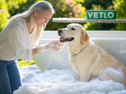 Dog Shampoo for Sensitive Skin with Calming Oatmeal - Hypoallergenic Puppy Essentials for Smelly Dogs & Cats - Relieves Allergies & Itching - Gentle Cat Shampoo - 16 oz by VETLO